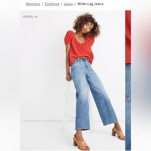 MADEWELL WIDE LEG CROP LIGHT BLUE DENIM PRE LOVED FRONT POCKET VERY GD COND 31
